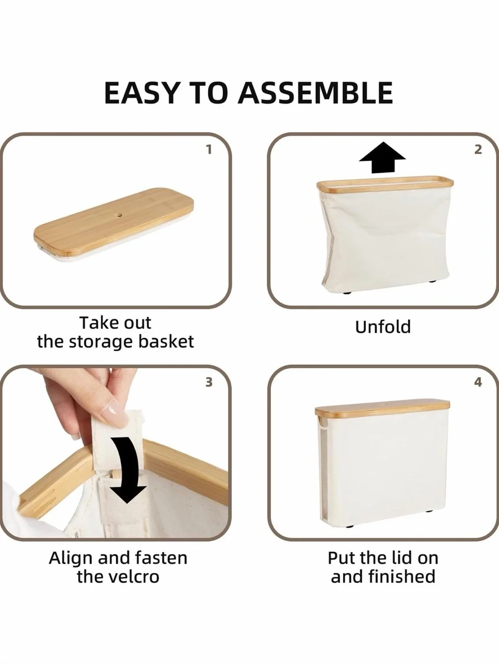 Toilet Paper Storage Basket with Bamboo Lid & Window